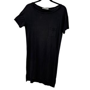 Alexander Wang T Shirt Dress Size Small Short Sleeve Pocket Tee Black Minimalist